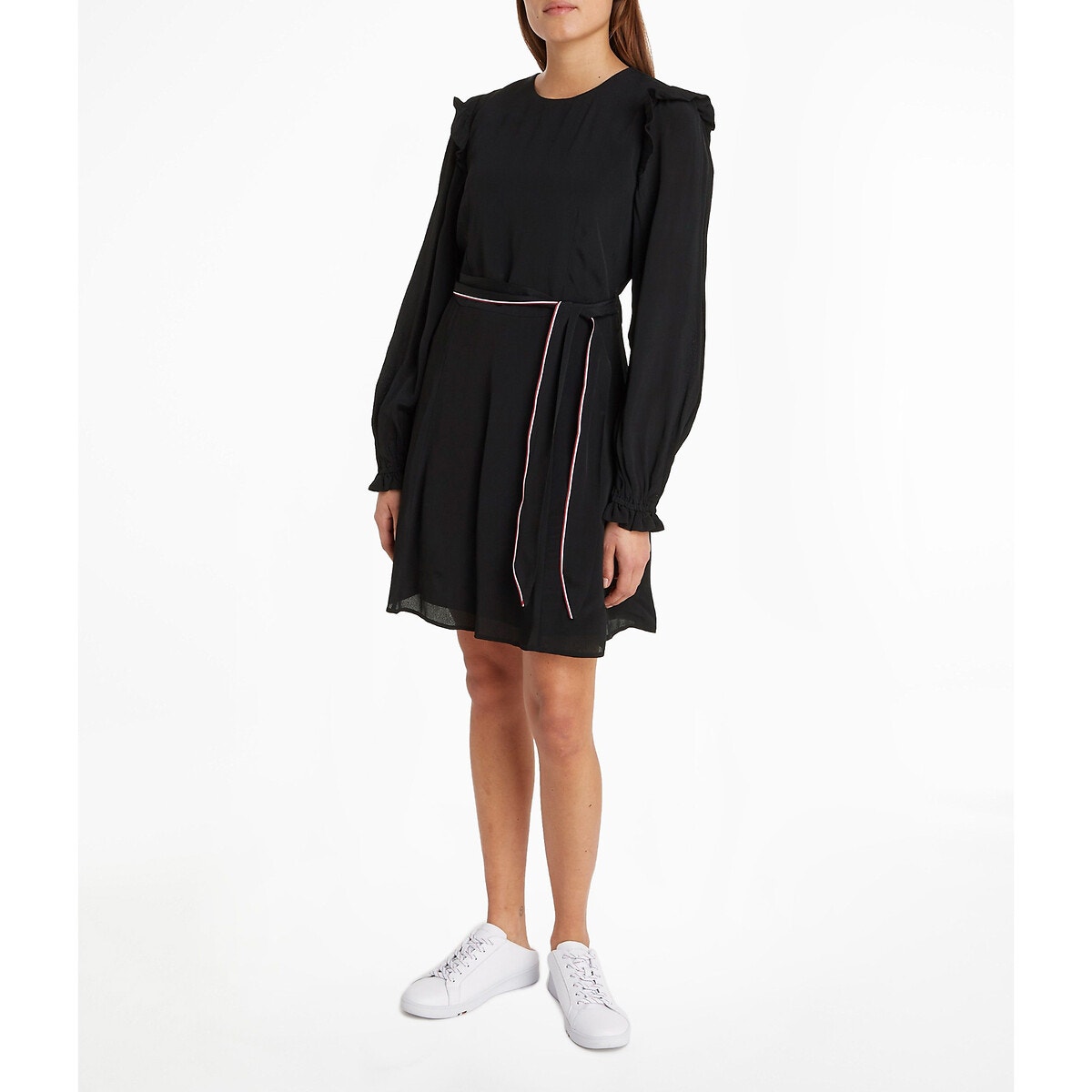 Robe vas e courte manches longues noir Tommy Hilfiger La Redoute
