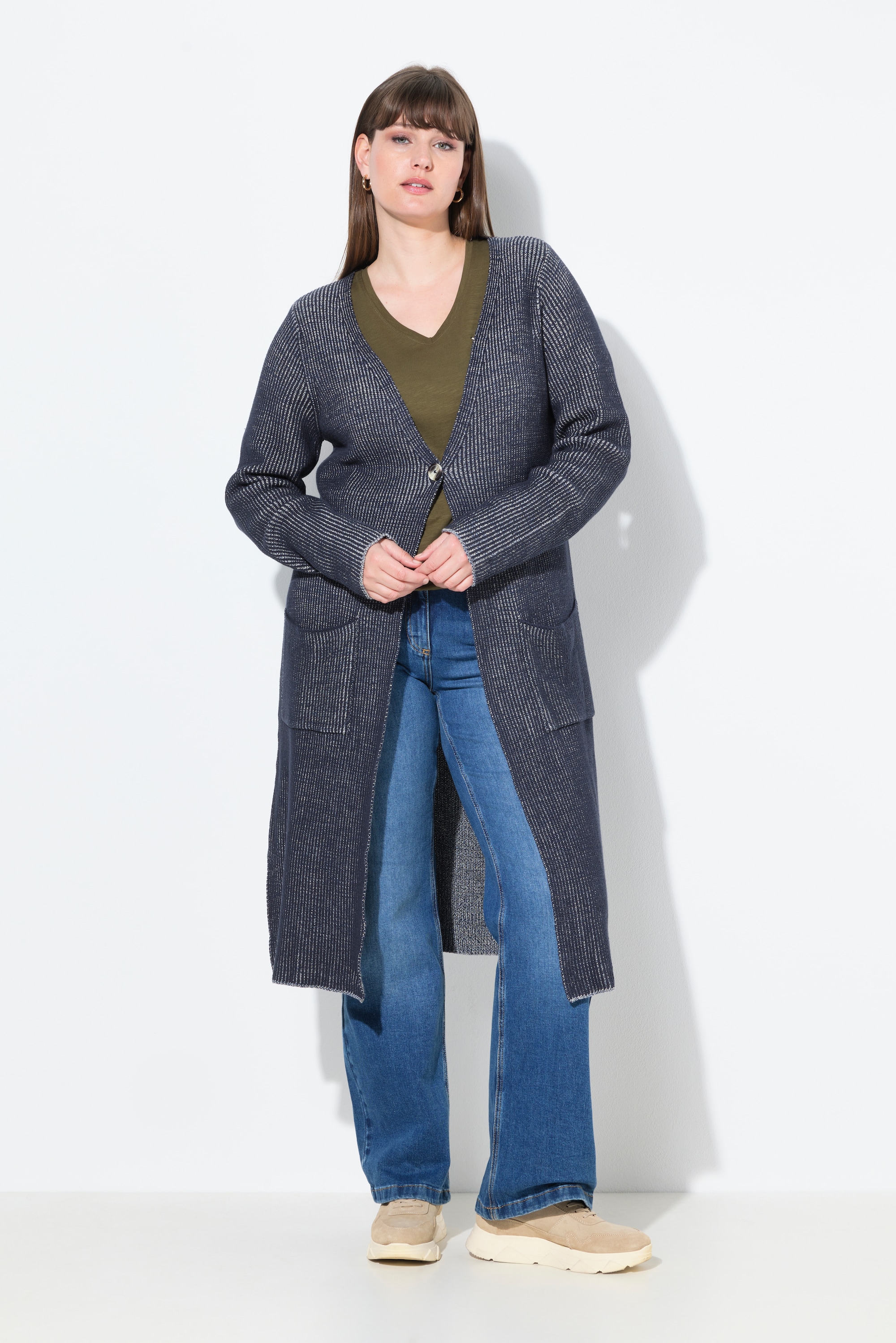 Cardigan long en coton bio, ULLA POPKEN