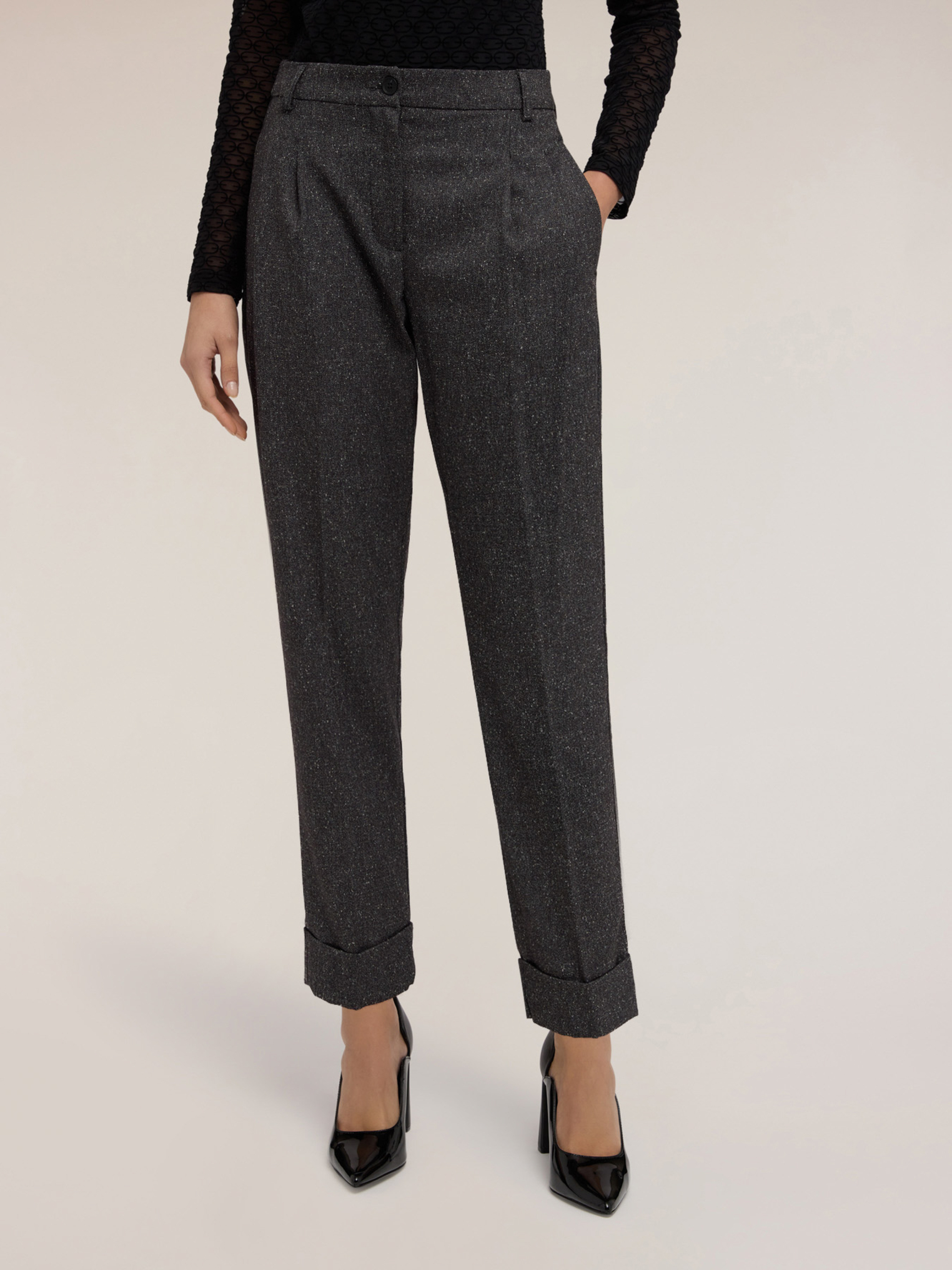 Pantalon à revers en fil teinté, MOTIVI