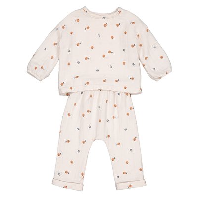 Cotton Blouse/Joggers Outfit, 3 Months-2 Years LA REDOUTE COLLECTIONS