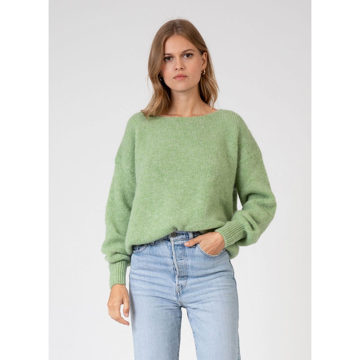 Pull vert amande femme clearance
