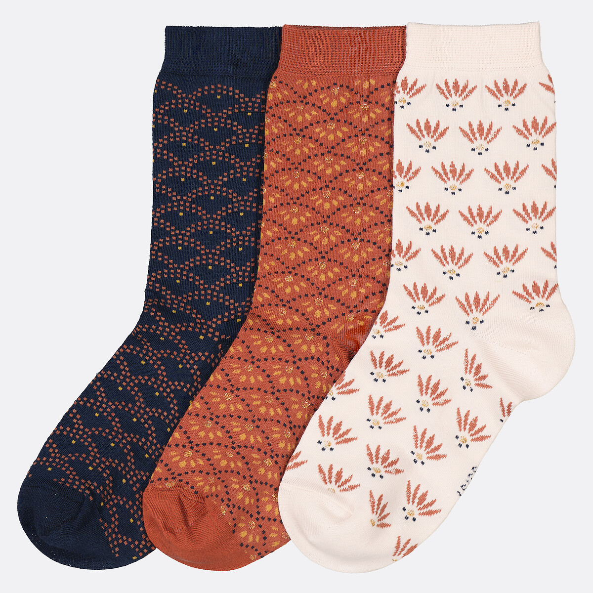 Lot de 3 paires de chaussettes fantaisie en coton, LA REDOUTE COLLECTIONS