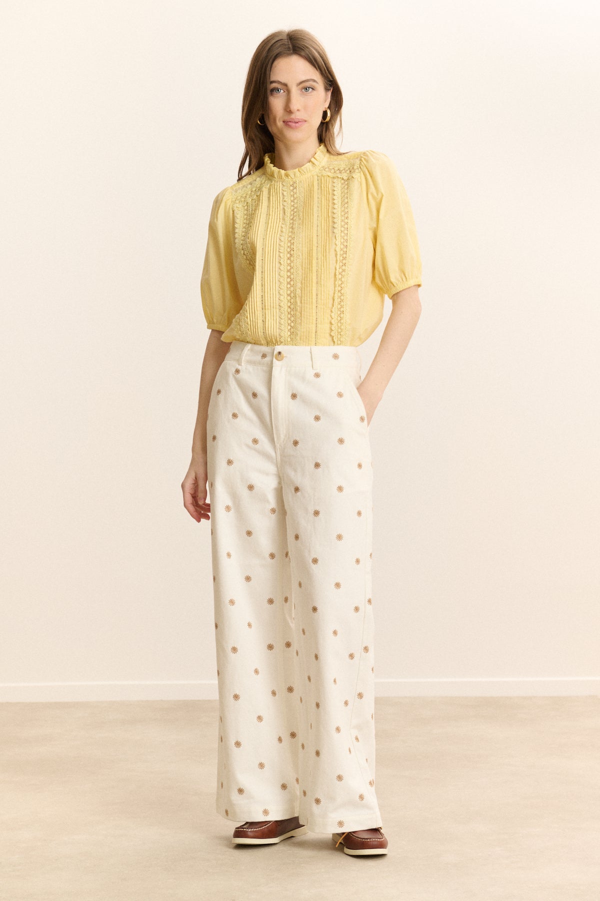 Pantalon en denim brodé VICTORINE, GARANCE PARIS