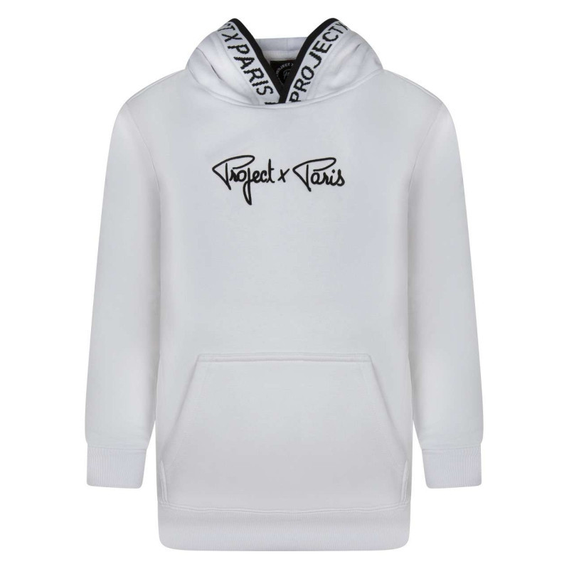 Sweat à capuche beige uni à coupe droite avec une grande poche, PROJECT X
