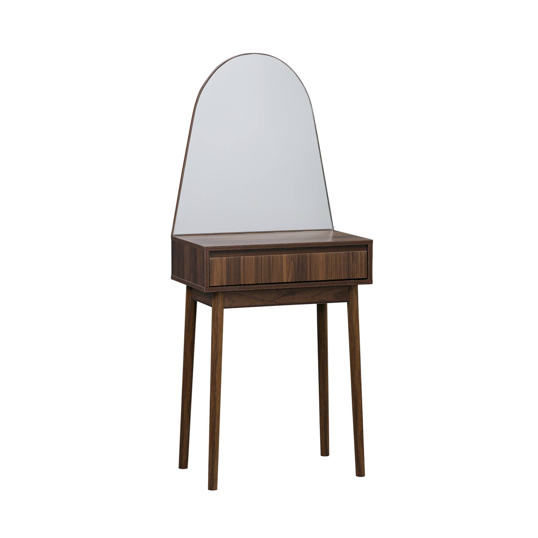 Coiffeuse décor bois miroir arrondi 1 tiroir LINEAR, SWEEEK