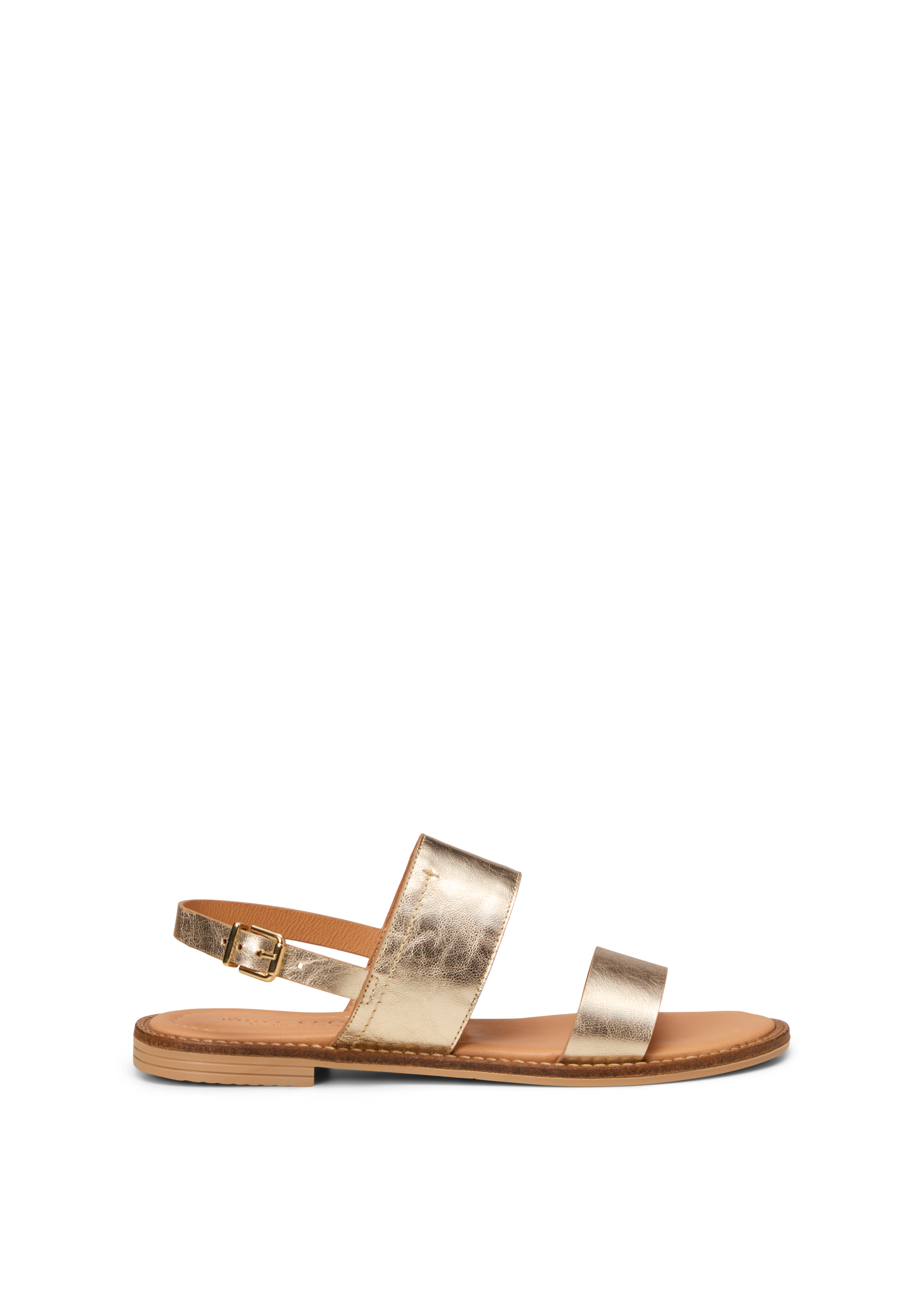 Sandale modèle Babette en cuir de chèvre avec effet brillant, MARC O'POLO
