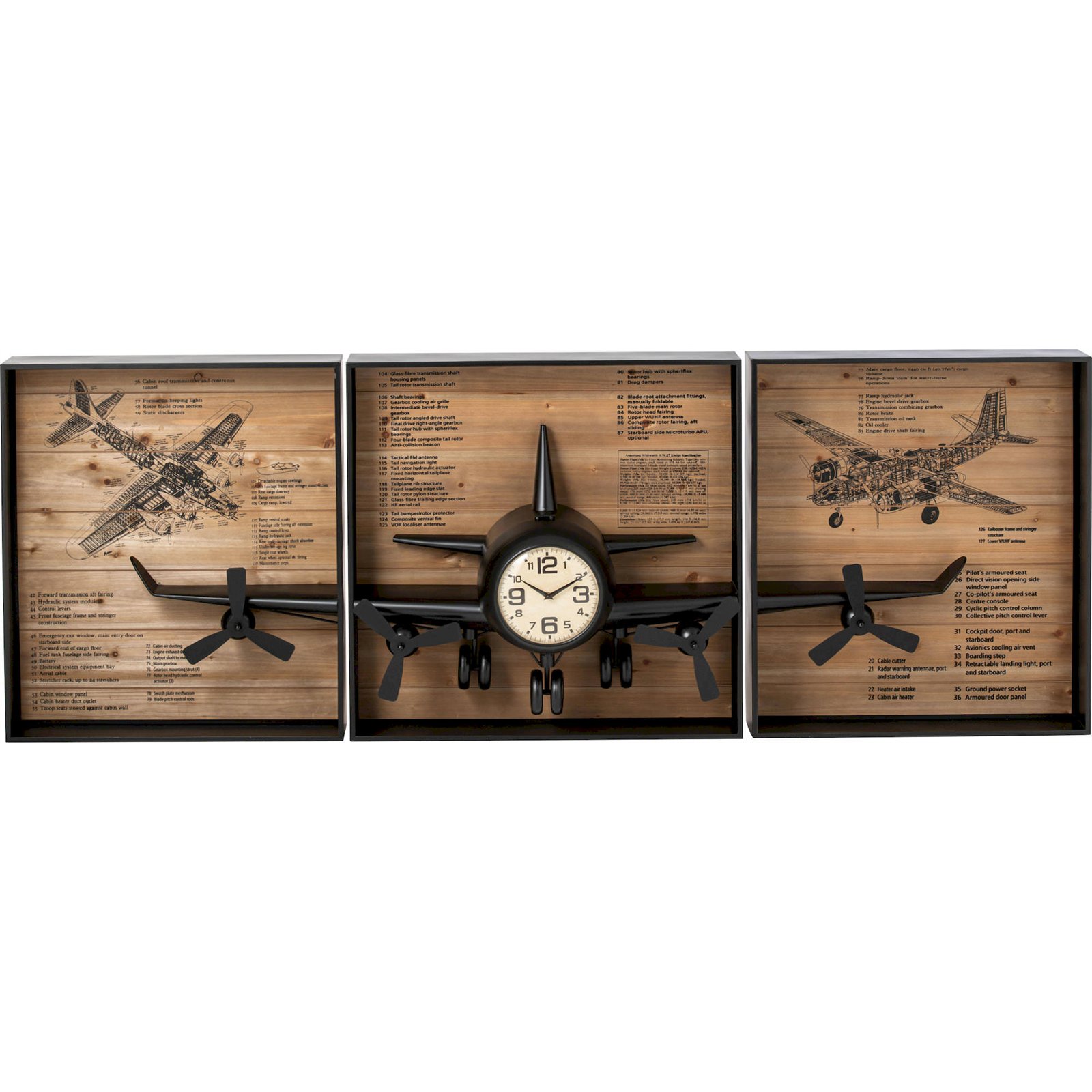 Horloge murale motif avion en métal, RECOLLECTION