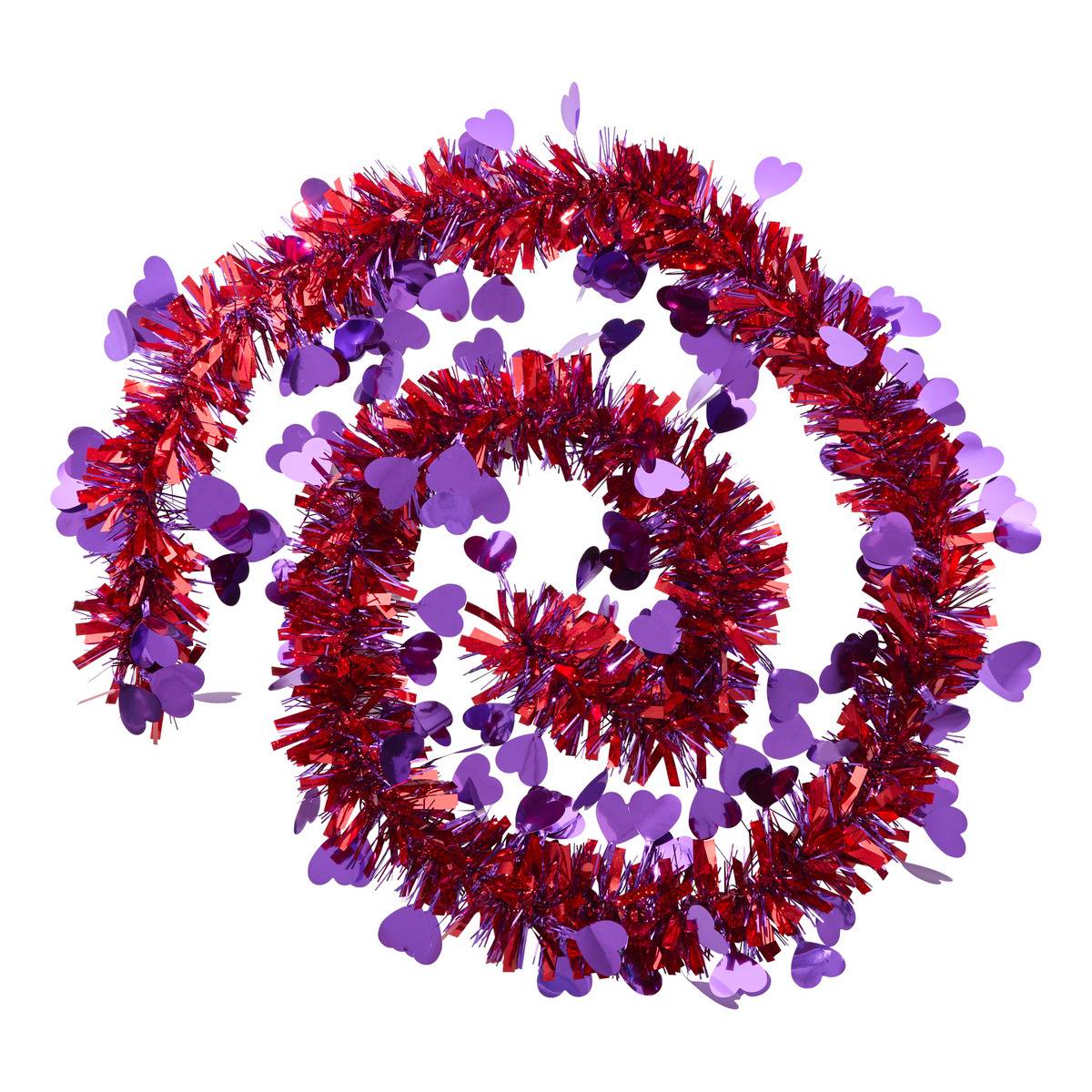 Guirlande de Noël scintillante holographique motif cœur rouge et violet 90 x 6 x 2 m, FEERIC LIGHTS & CHRISTMAS