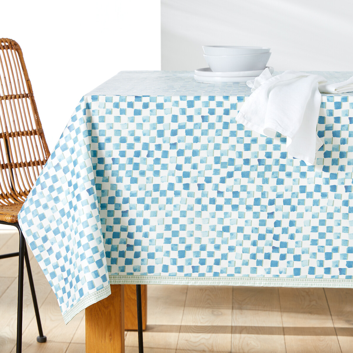 Rossano Checked 100% Coated Cotton Tablecloth