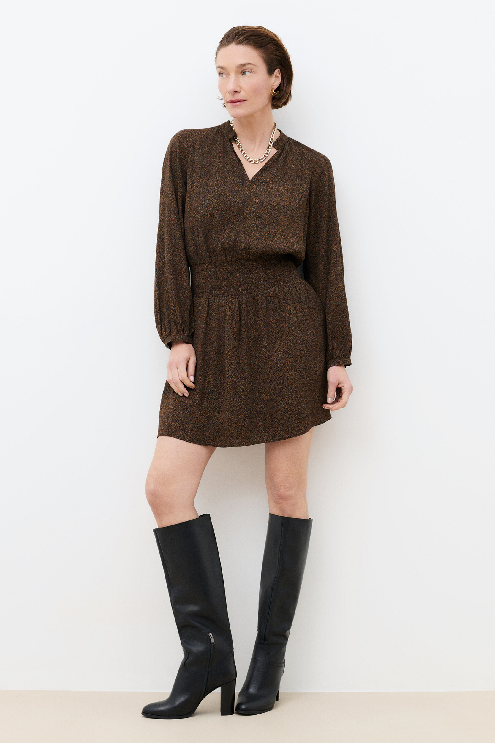Robe fluide col tunisien RSYLVIA, CAROLL