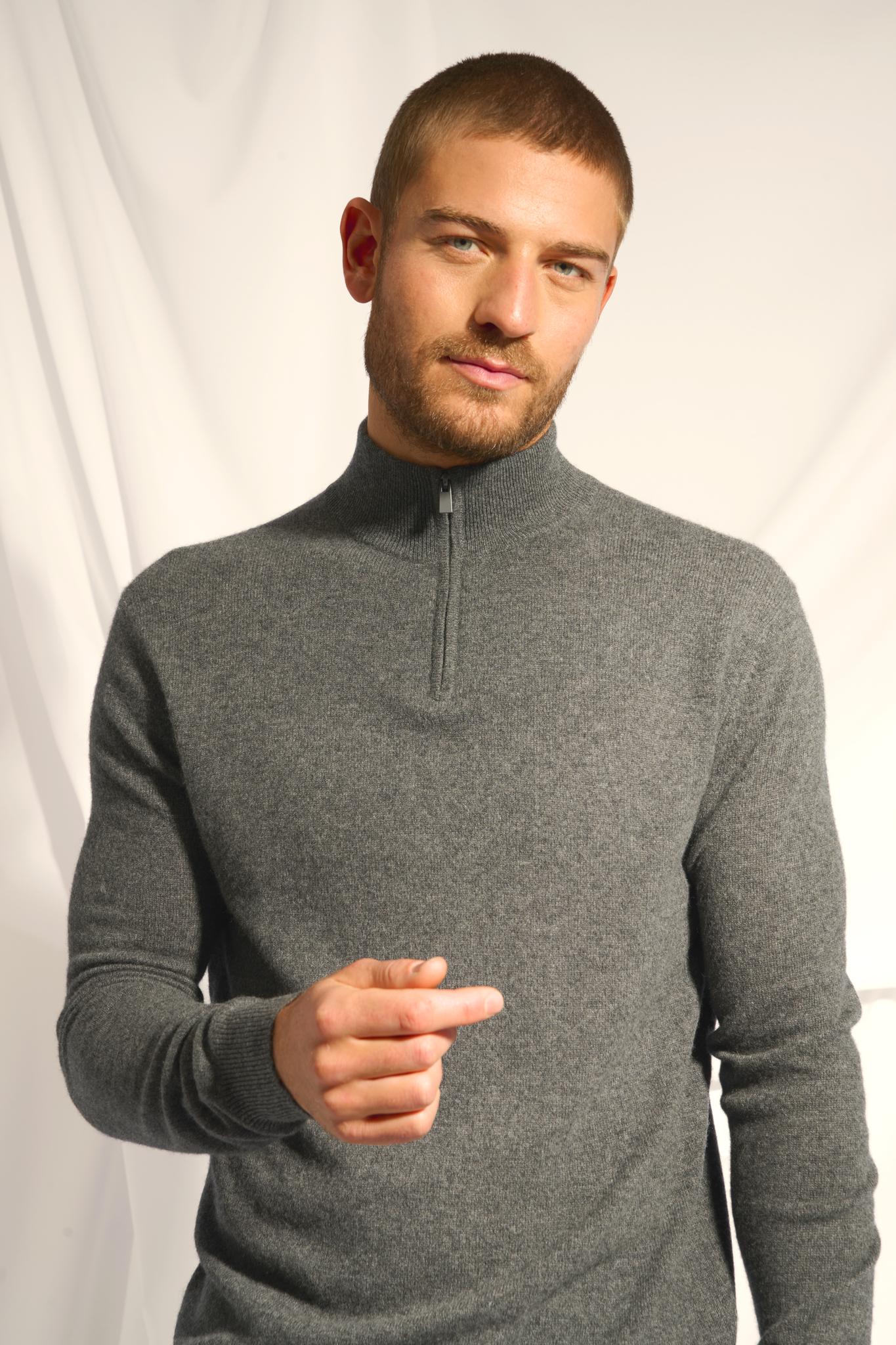 Pull Camionneur Anthracite Chiné Bradley, JUST CASHMERE