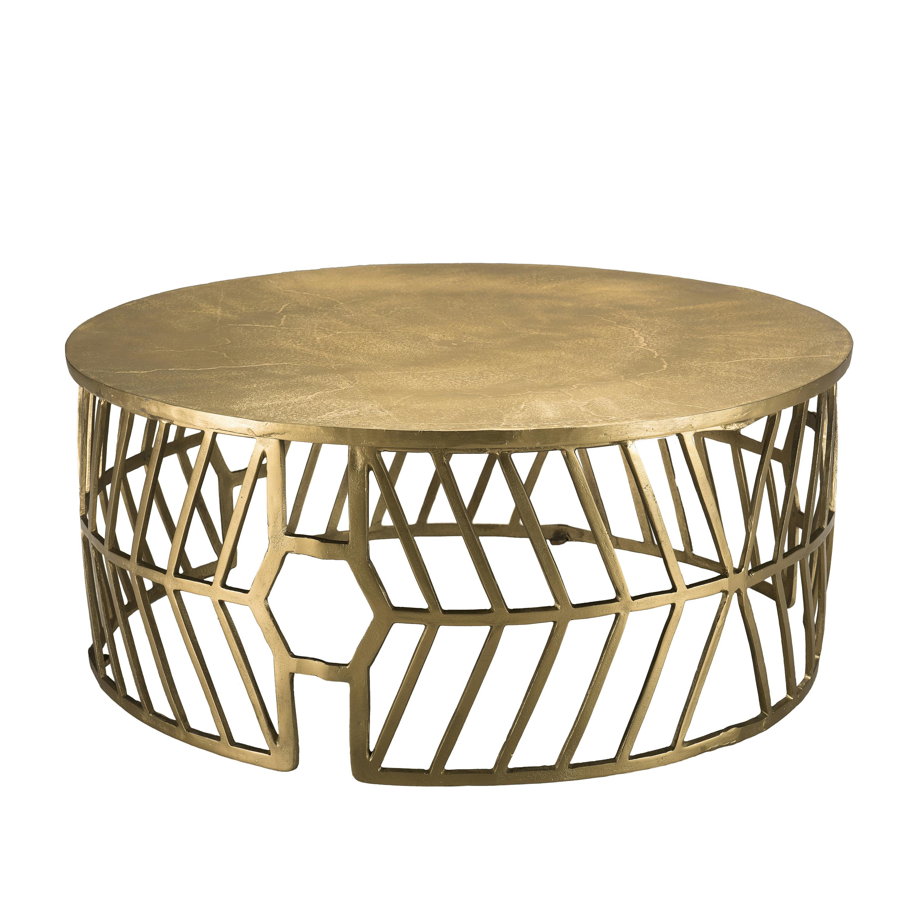 Table basse ronde design 89cm métal doré style contemporain ZALA, PIER IMPORT