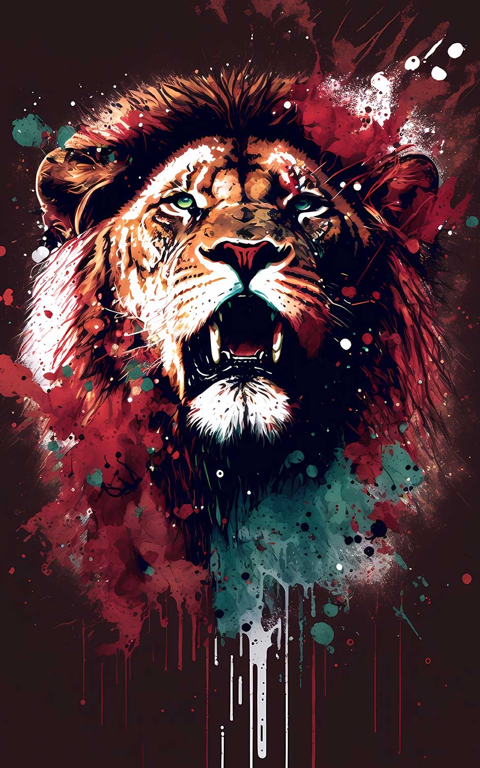 Lion pop art rouge - tableau pas cher, HEXOA