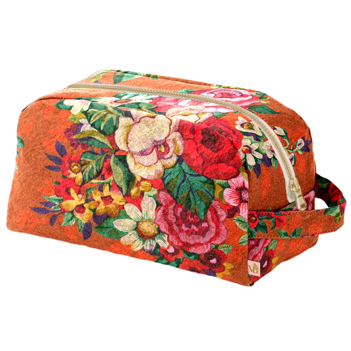 Trousse de toilette velours, motif fleurs, MIA, VENT DE BOHÈME