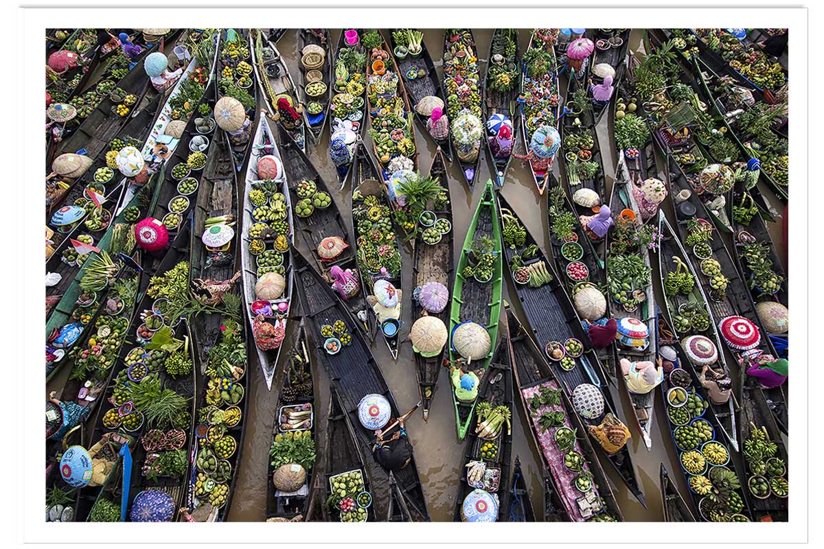Affiche paysage marché flottant, HEXOA