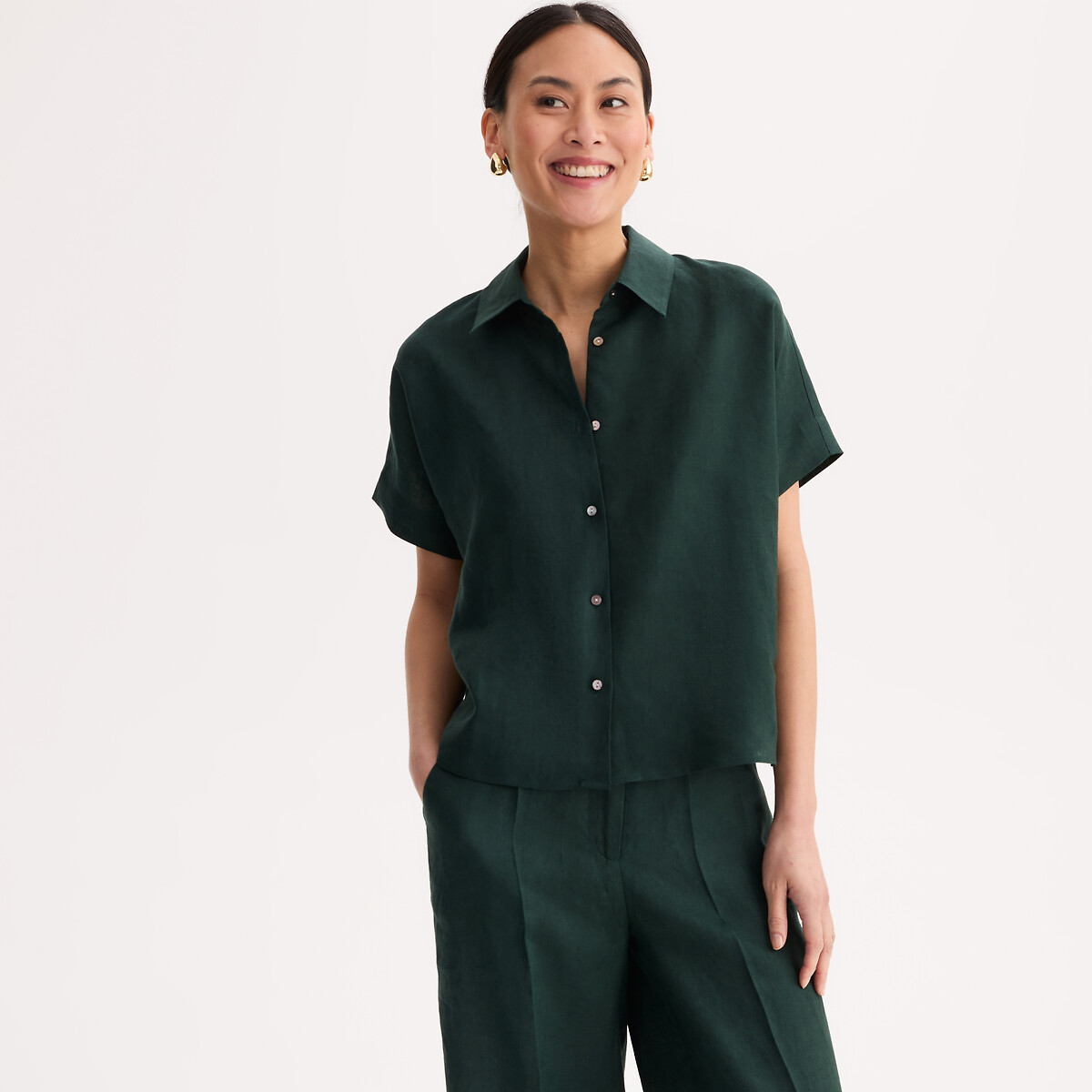 Camicia in lino a maniche corte, ANNE WEYBURN