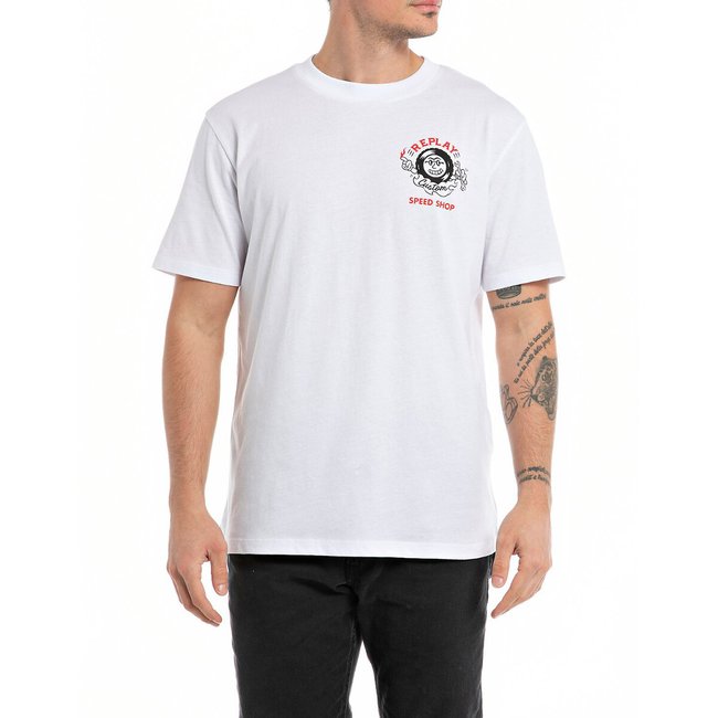 Printed Regular Fit T-Shirt, white, REPLAY