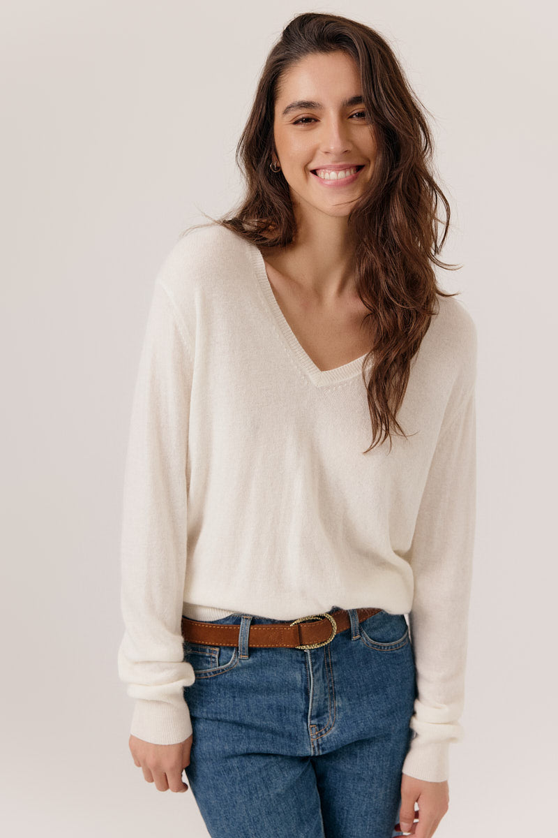 Pull coupe ajustée col en V manches longues EDEN, ARTLOVE
