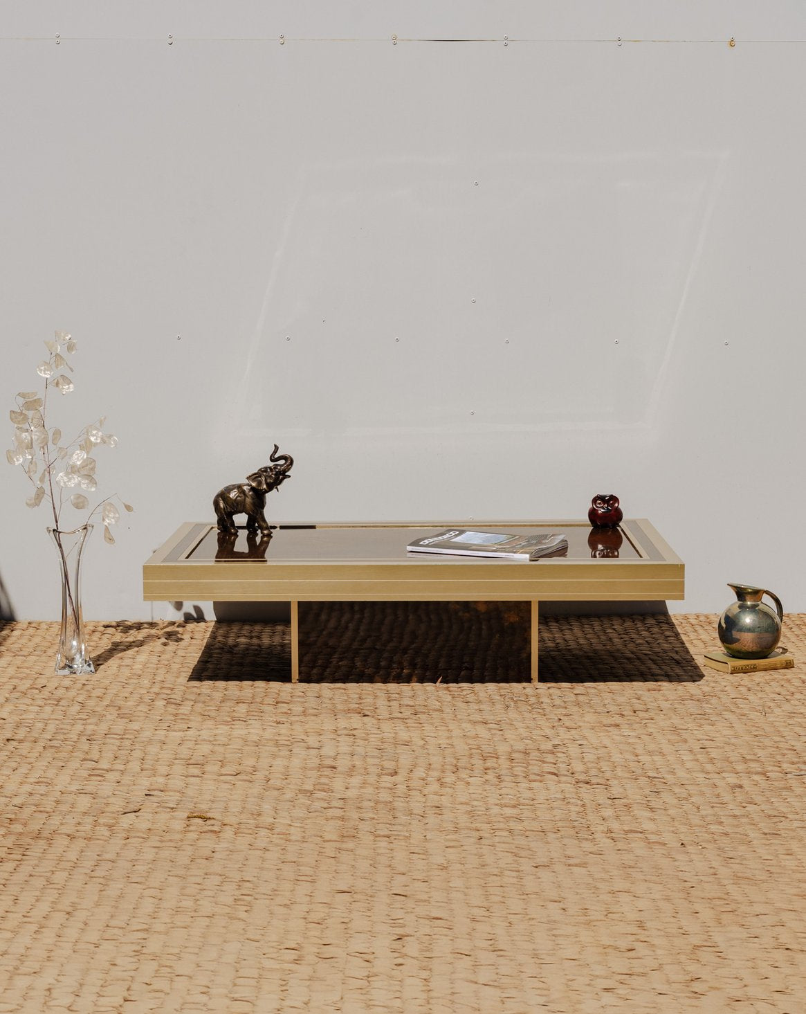 Table basse dorée et marron Donna N°914 - Bon état, DEBONGOUT