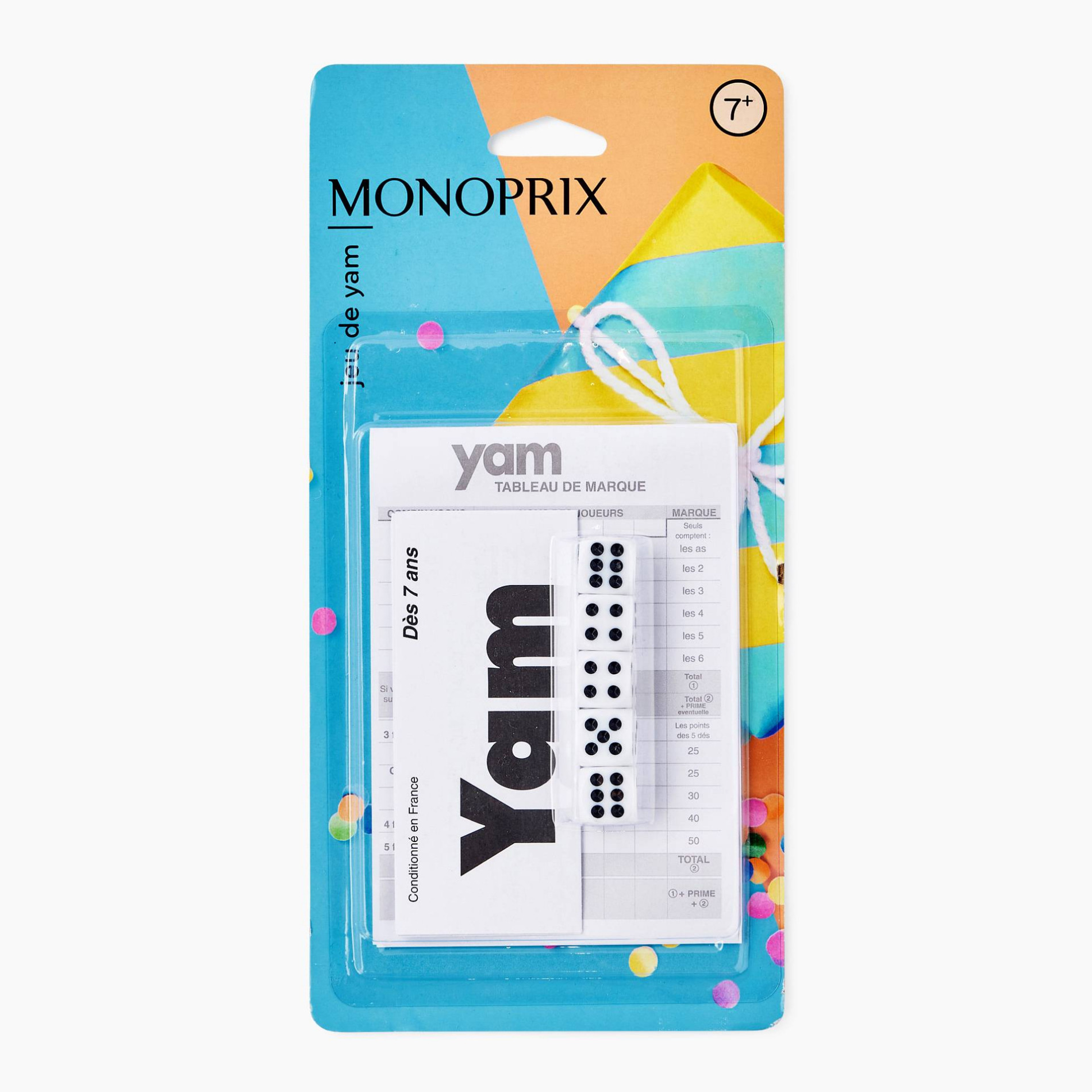 Jeu de Yam, dé + bloc, MONOPRIX MAISON