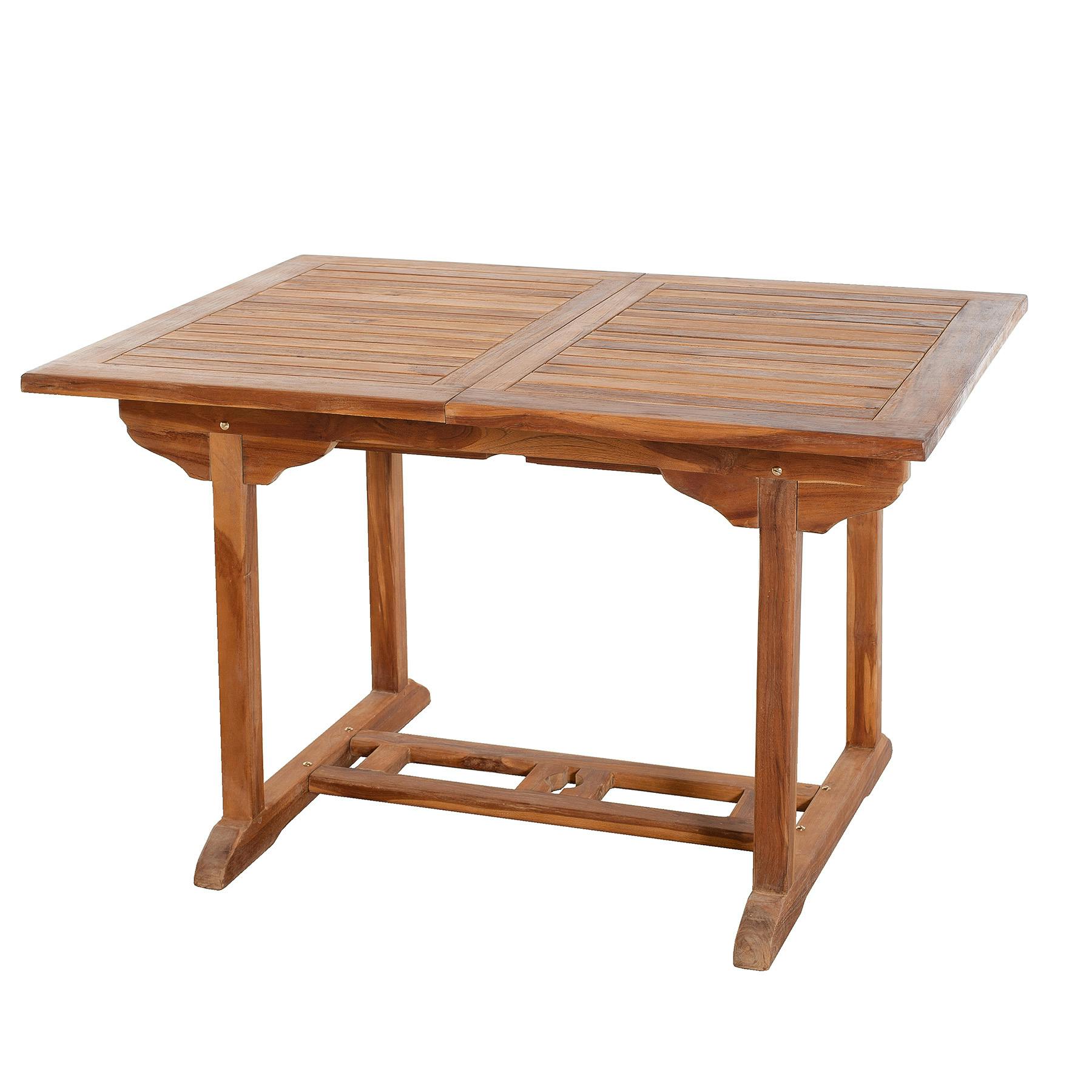 Table de jardin extensible rectangulaire en bois de teck massif huilé 120/180x90cm MACAO 6 personnes, PIER IMPORT