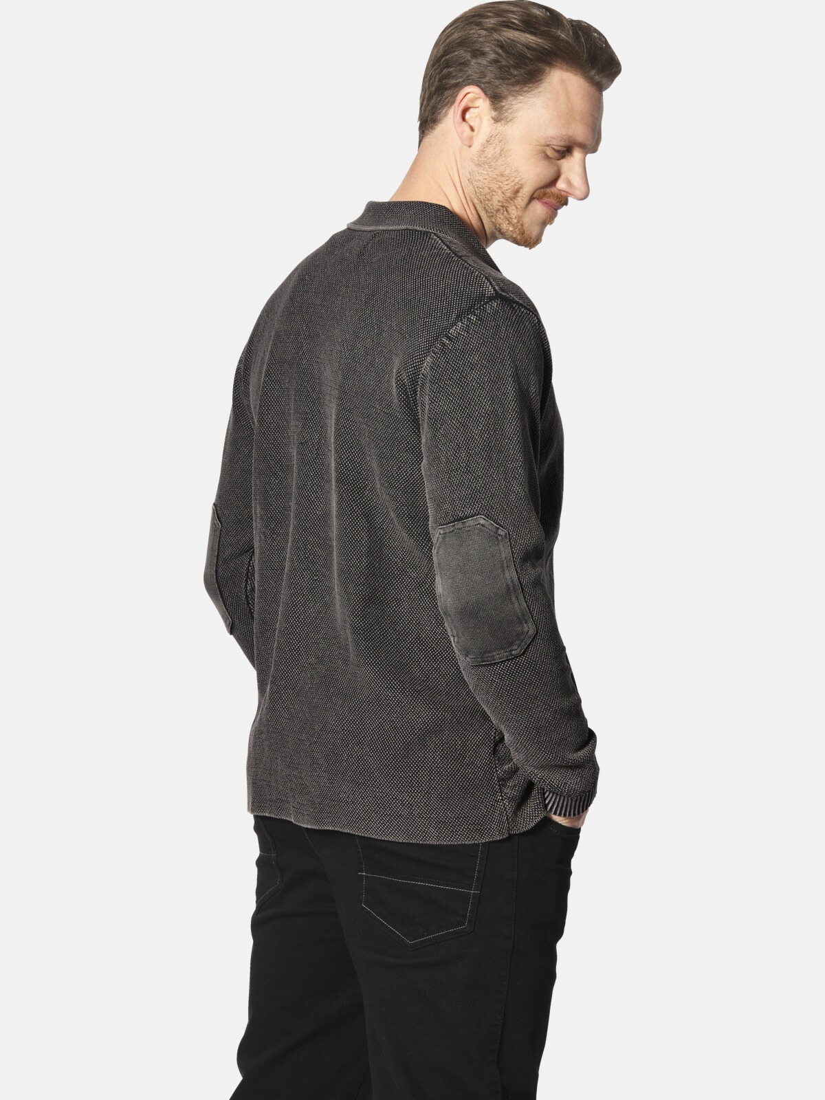 Gilet En Maille Homme Jan Vanderstorm Onerva - 100% Coton, Col Montant, Zip, Coupe +Fit Pour Grande Taille