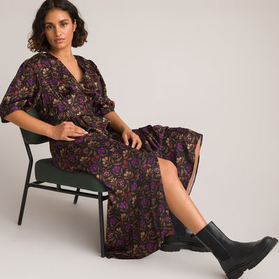 Iconic Floral Midaxi Dress with Short Puff Sleeves LA REDOUTE COLLECTIONS