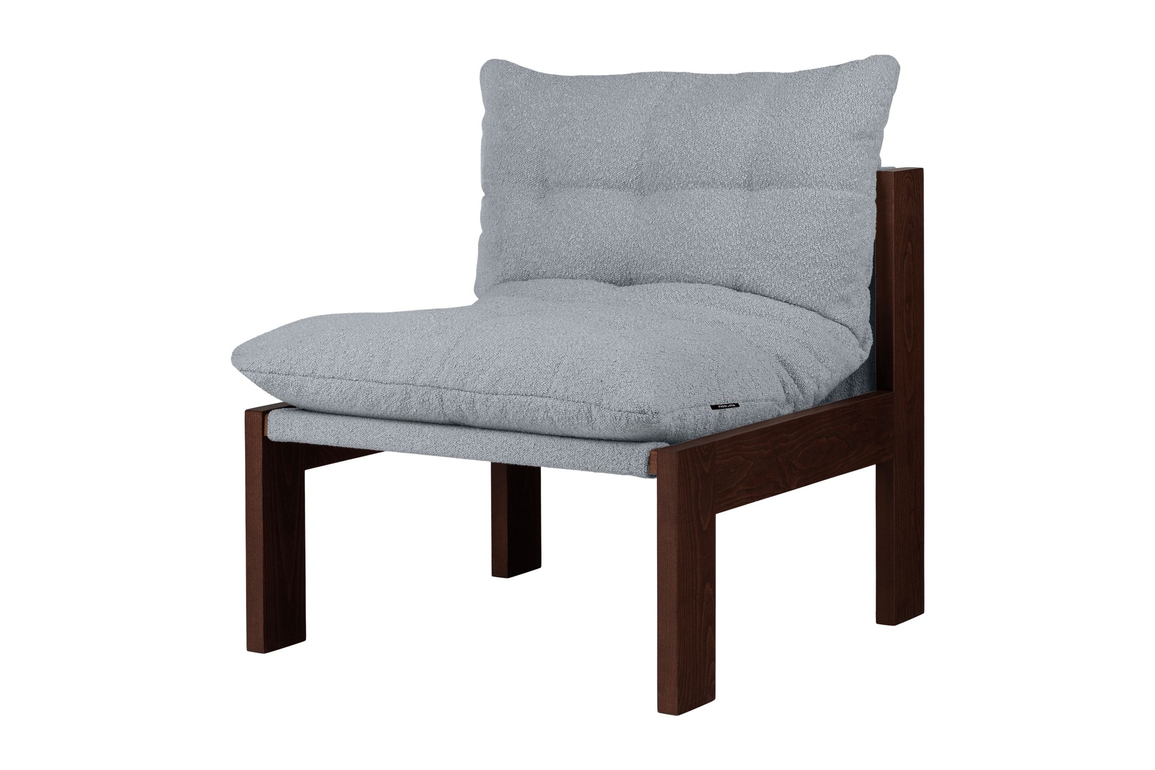 Fauteuil lounge Huno - tissu bouclé, structure bois, NOO.MA