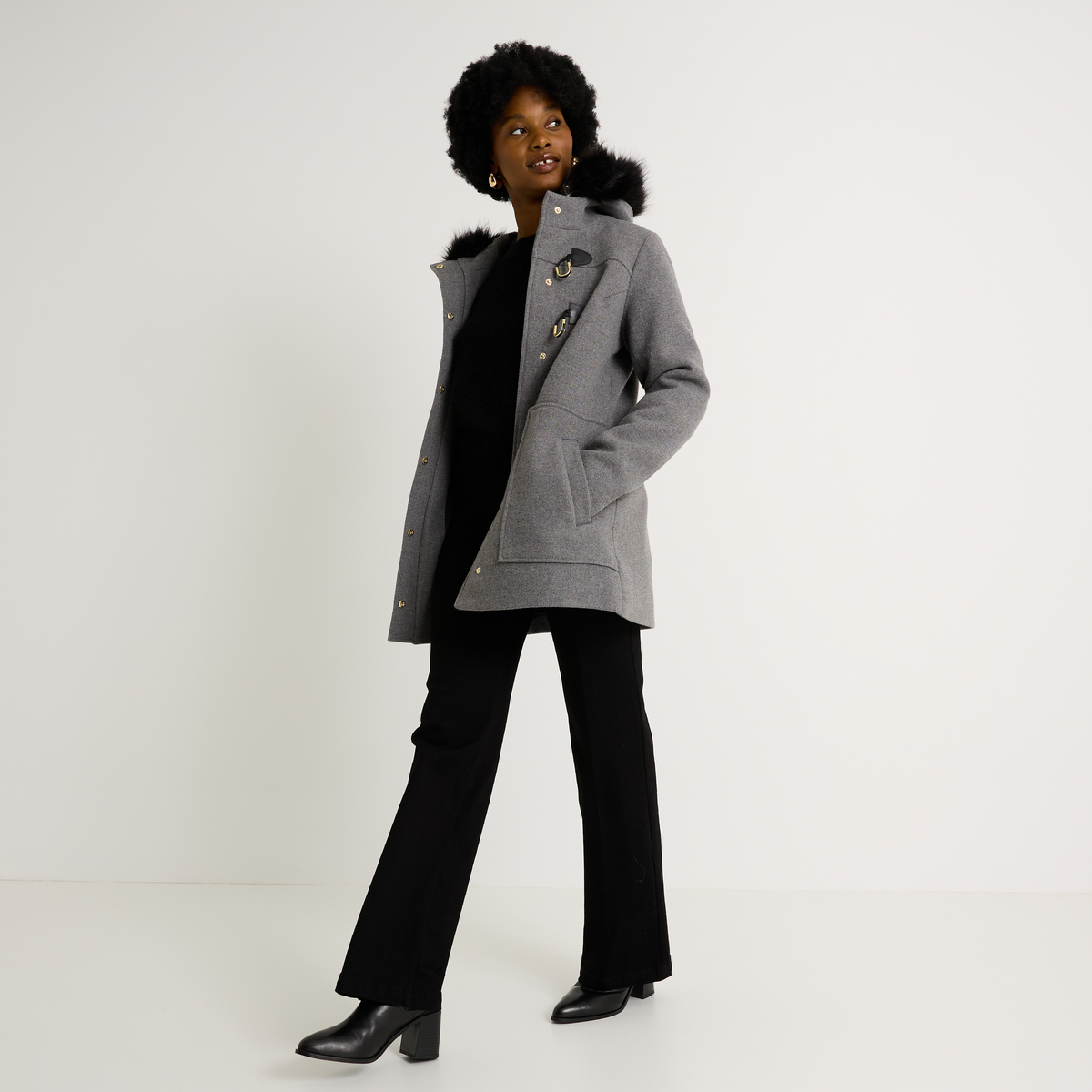 Duffle-coat mi-long, GRAIN DE MALICE