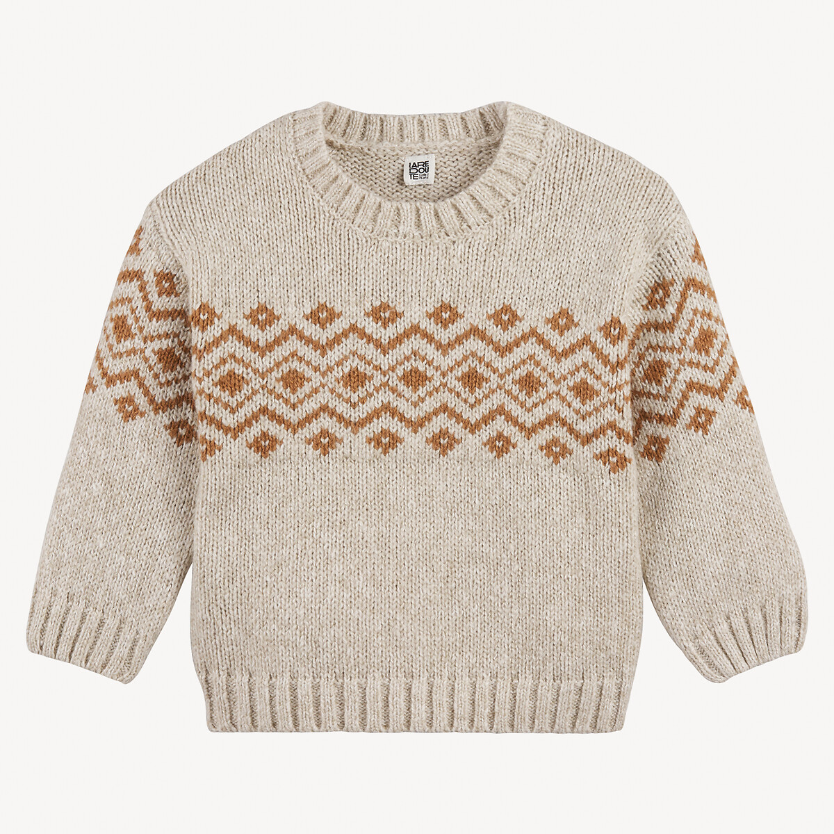 Jacquard Chunky Knit Jumper with Crew Neck, LA REDOUTE COLLECTIONS
