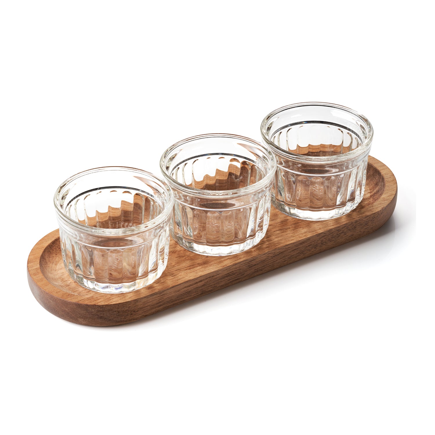 Coffret apéro 3 verrines 10 cl+plateau bois, DELICE, LA ROCHERE