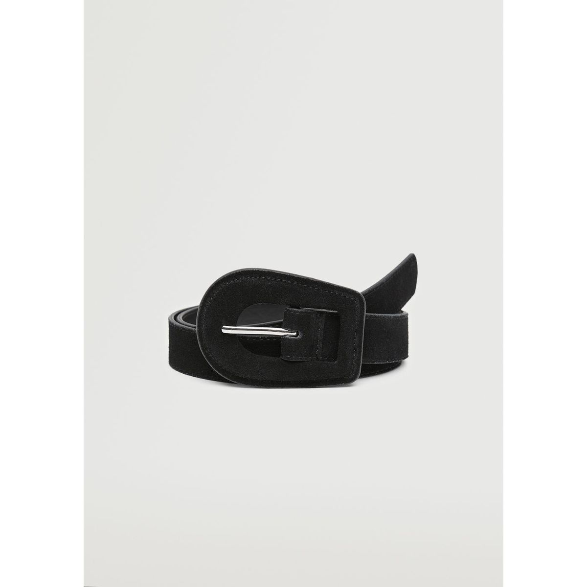 Ceinture cuir maxi-boucle noir Mango 