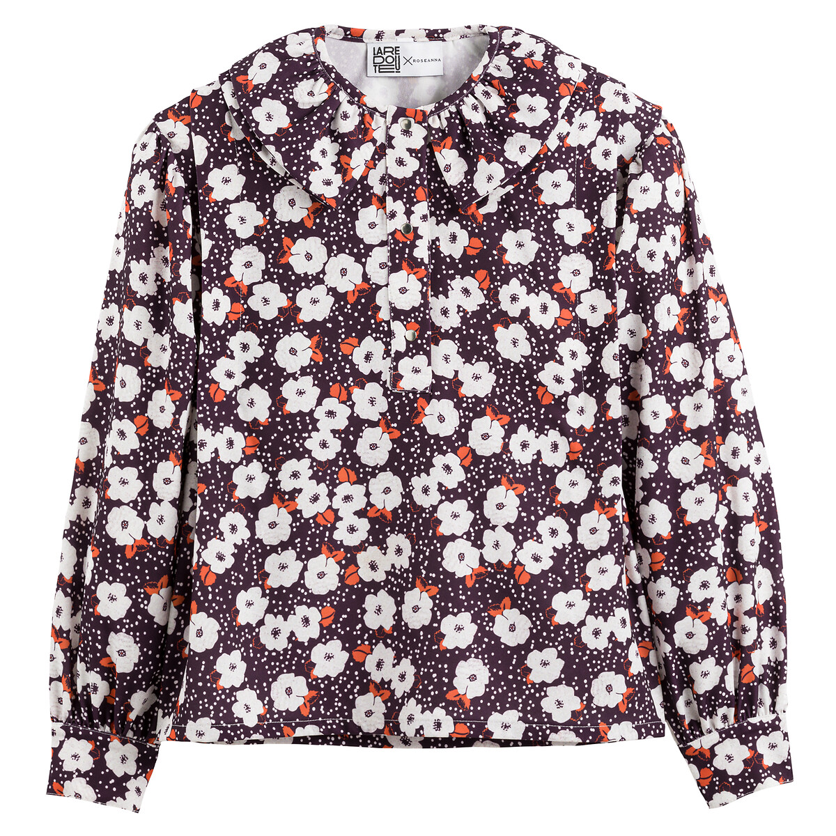 Blouse met claudinekraag, bloemenprint