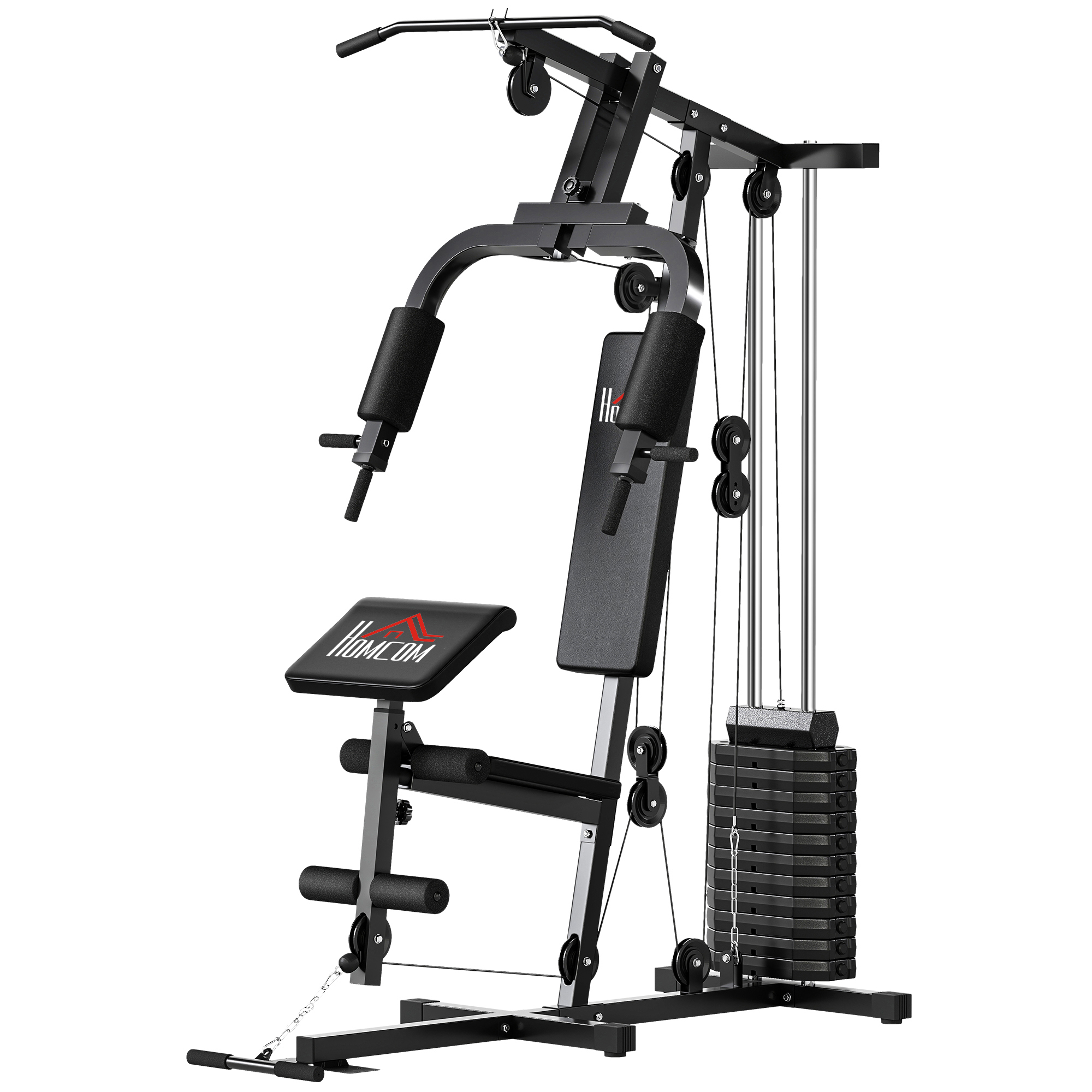 Station de musculation polyvalente Acier Noir, HOMCOM
