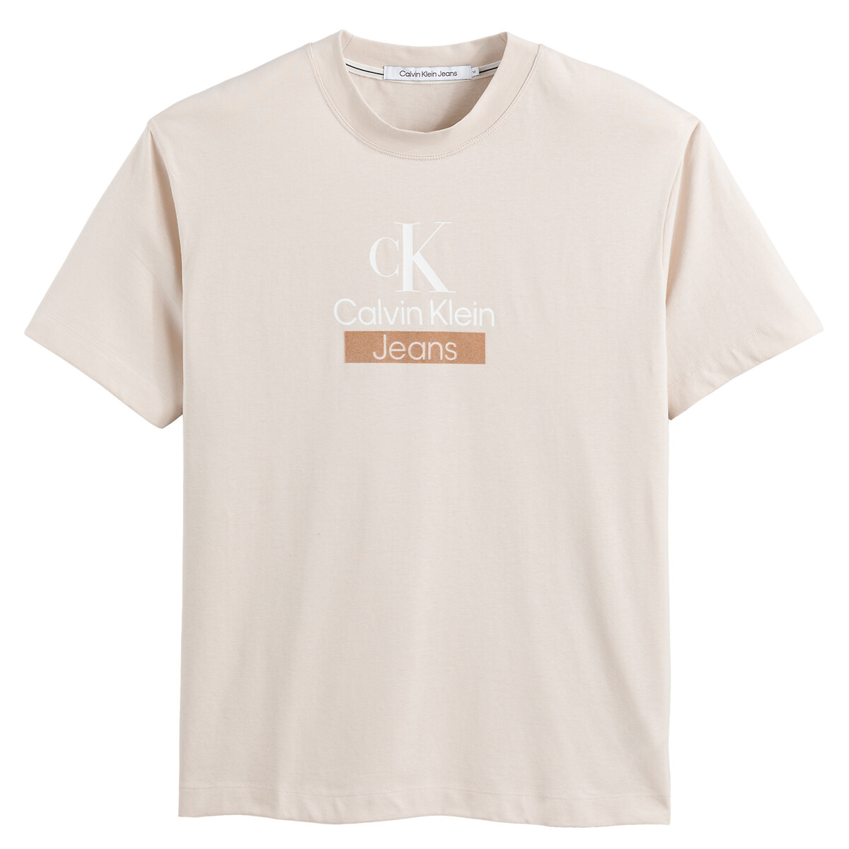 Image of Archival Logo Print T-Shirt in Cotton with Crew Neck and Short Sleeves