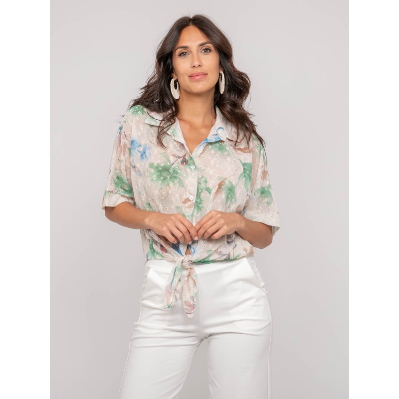 Chemise Motif Avec Broderie Owanie, DONA LISA