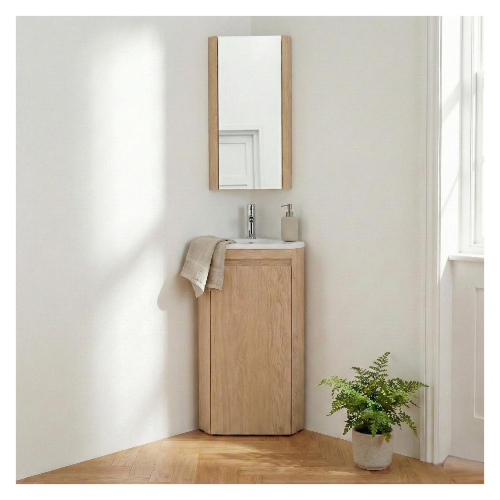 Ensemble lave-mains d'angle sur pieds avec robinet et armoire SORRENTO, MOB IN