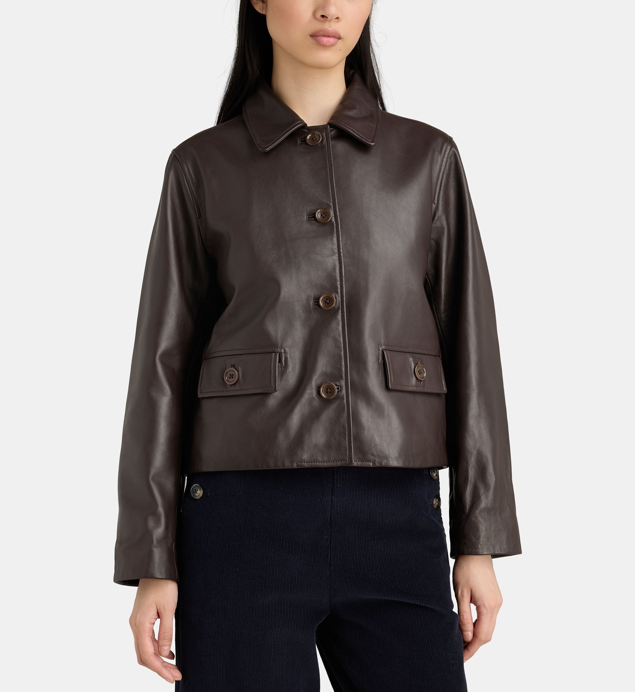 Veste courte olive cuir, JODHPUR