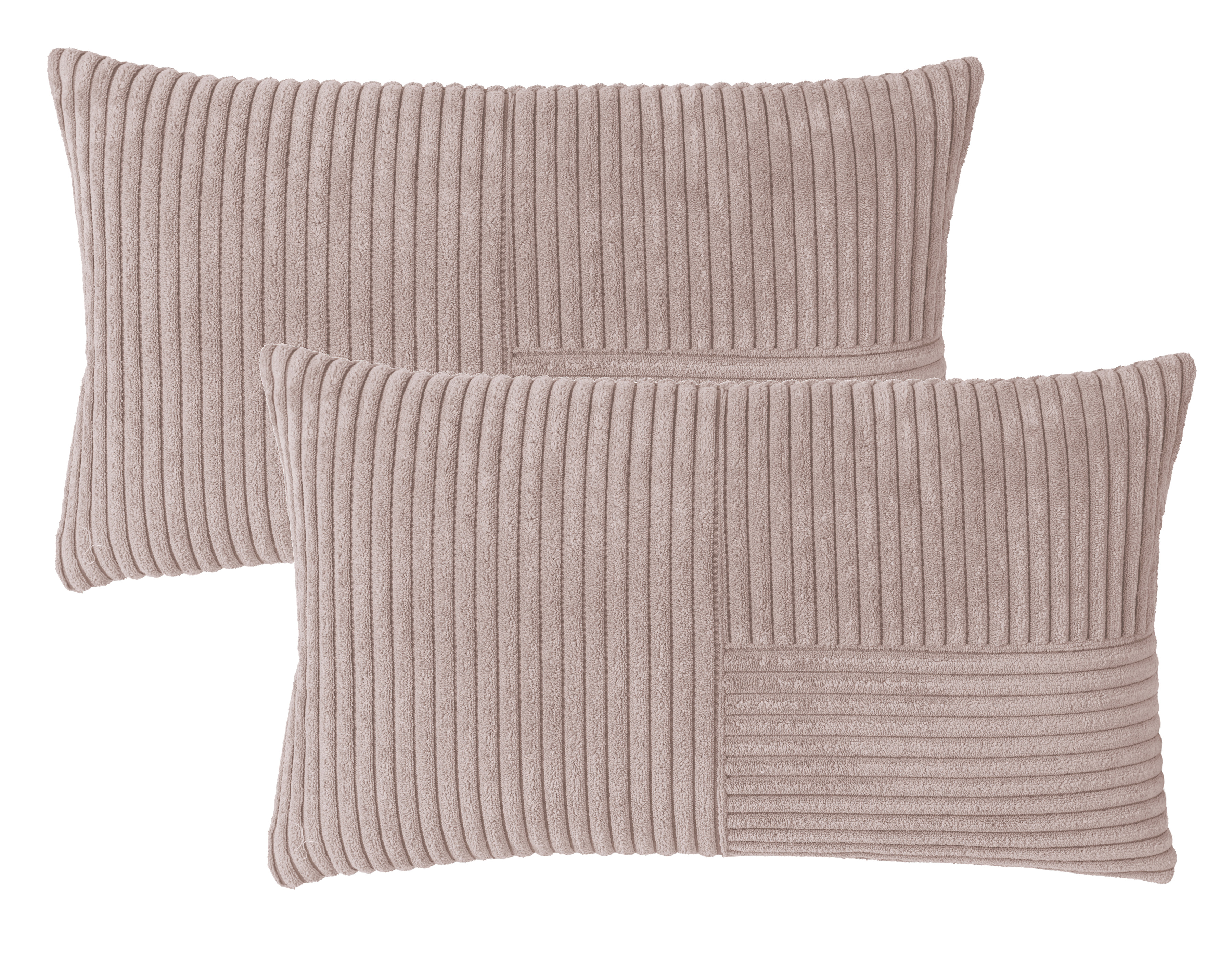 Lot de 2 housses de coussin velours cotelé SHARA PATCH, MAGMA HEIMTEX