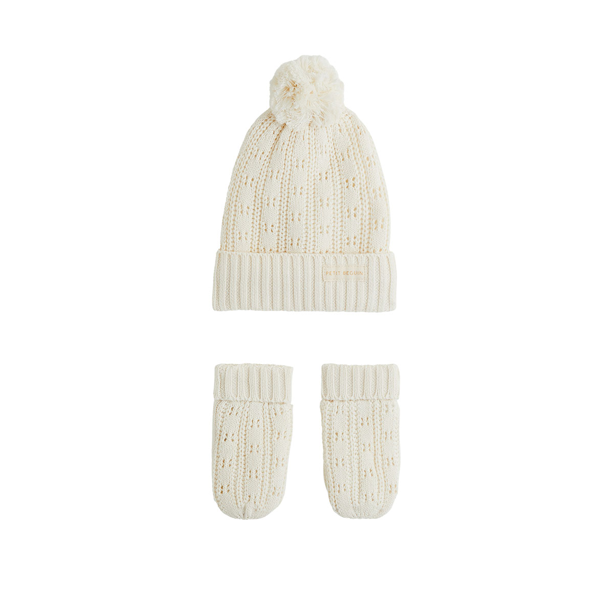 Bonnet bébé et moufles en tricot Elise, PETIT BEGUIN