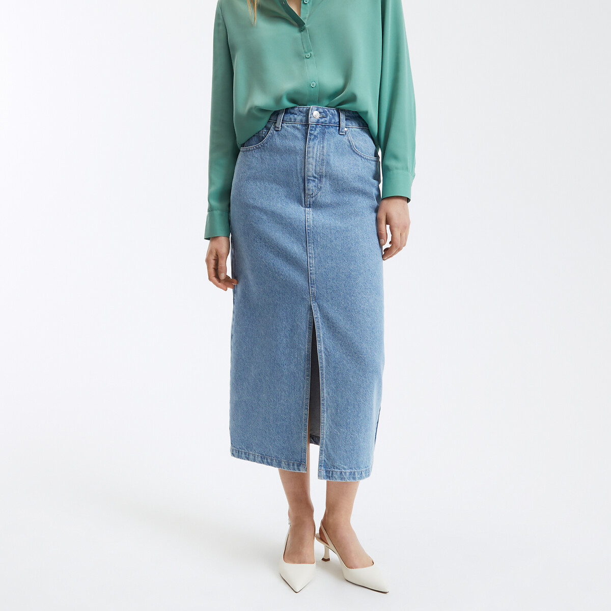 Jupe droite longue en denim La Redoute Collections La Redoute