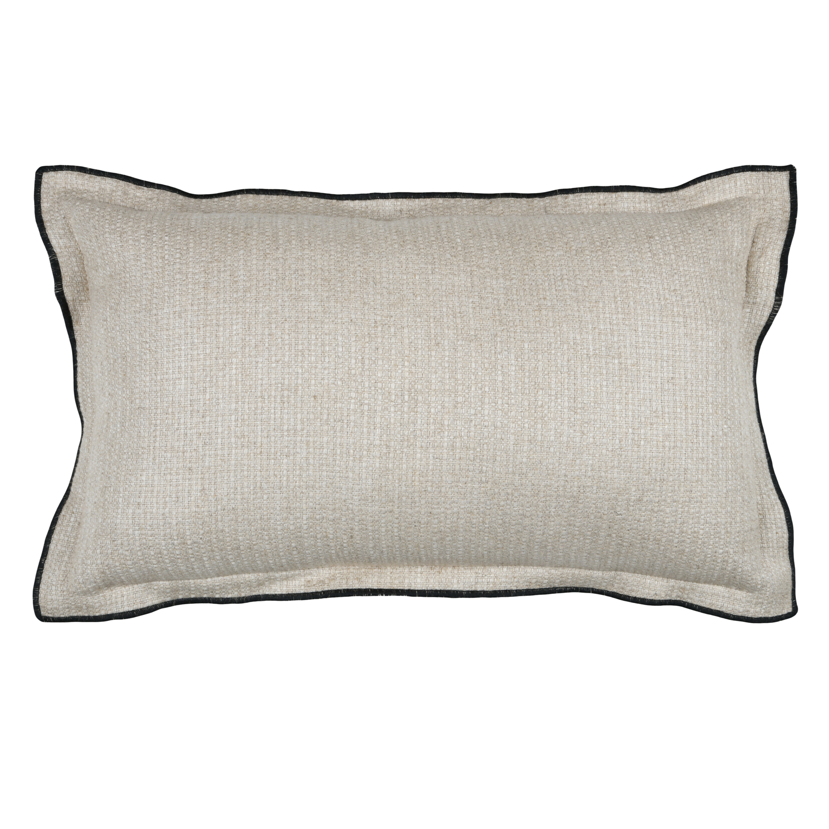 Coussin  poly-lin volant plat feston noir, LOVELY CASA