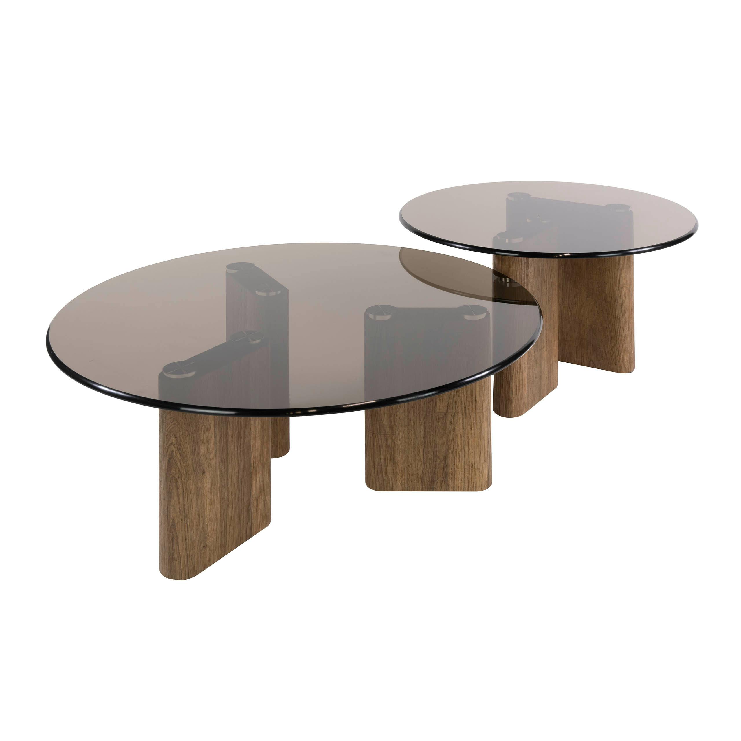 Table basse gigogne ronde en verre fumé (lot de 2) MILOS, PIER IMPORT