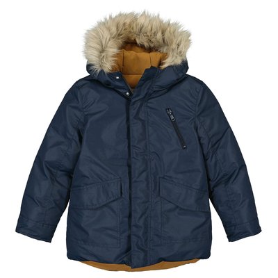 Recycled Hooded Reversible Parka with Faux Fur Trim LA REDOUTE COLLECTIONS