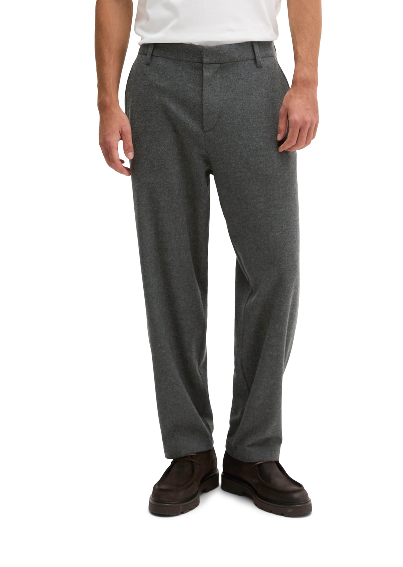 Pantalon modèle Bent relaxed en mélange de laine vierge et de viscose, MARC O'POLO