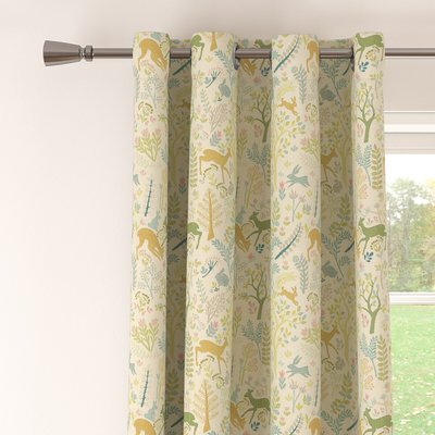 Woodland Tapestry Teal Blackout Eyelet Pair of Curtains SO'HOME