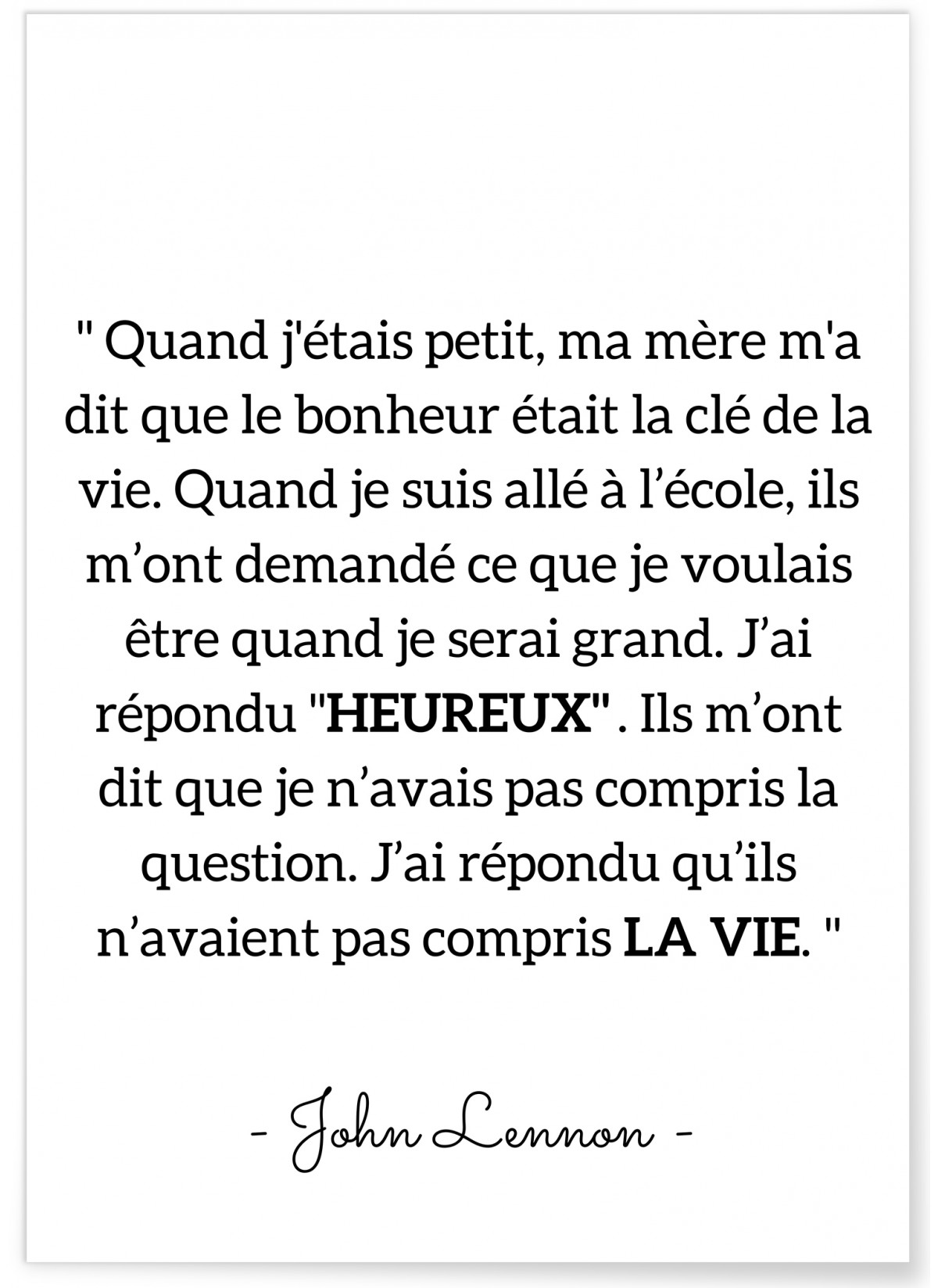 Affiche J.Lennon : 'Ils n'avaient pas compris la vie', L'AFFICHERIE