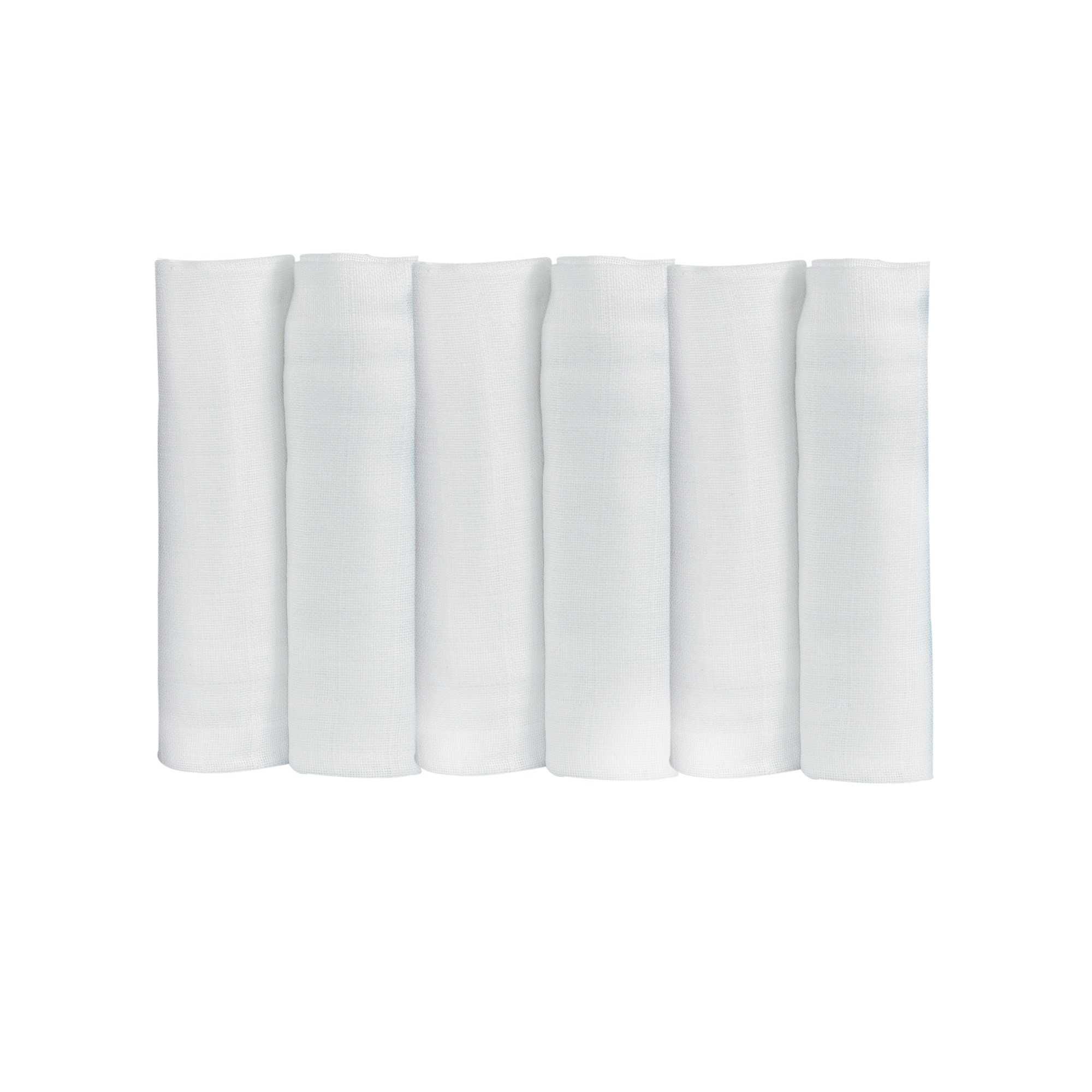 Lot de 6 langes bébé - Blanc uni 70x70cm, TROIS KILOS SEPT