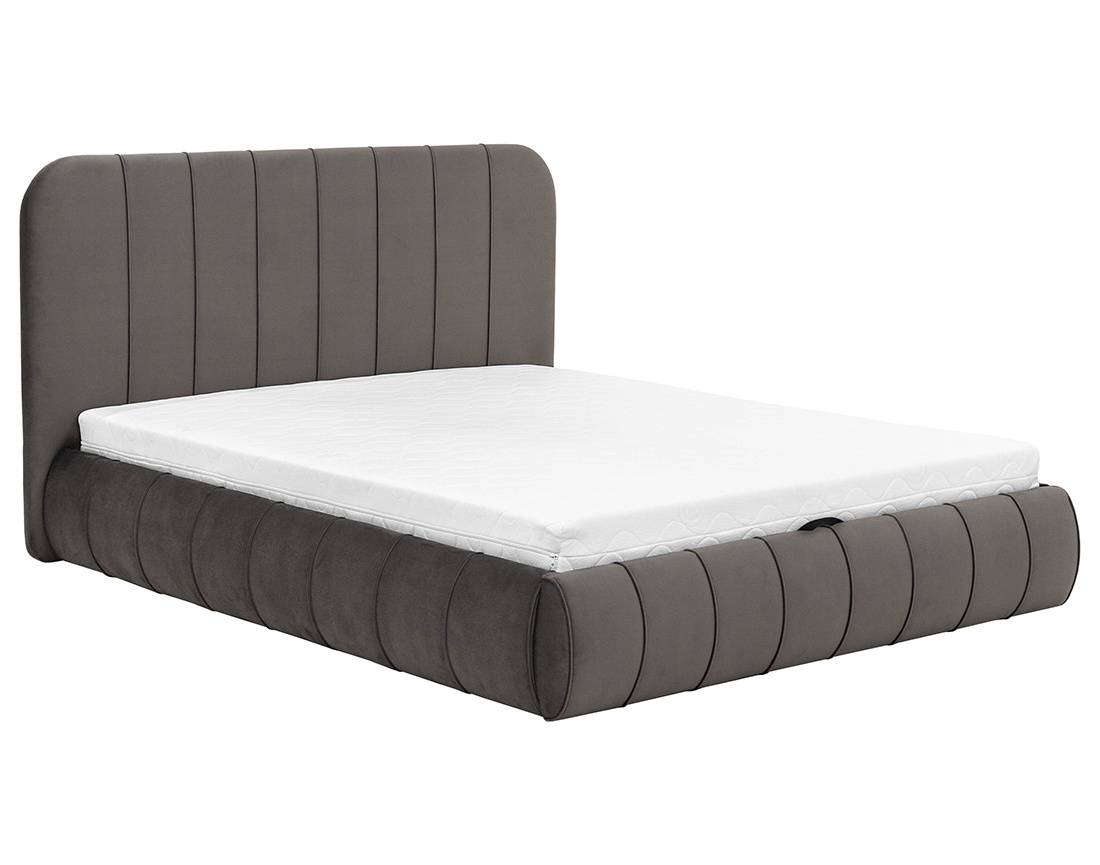 Lit coffre en velours sommier inclus, ELSA, BEST MOBILIER