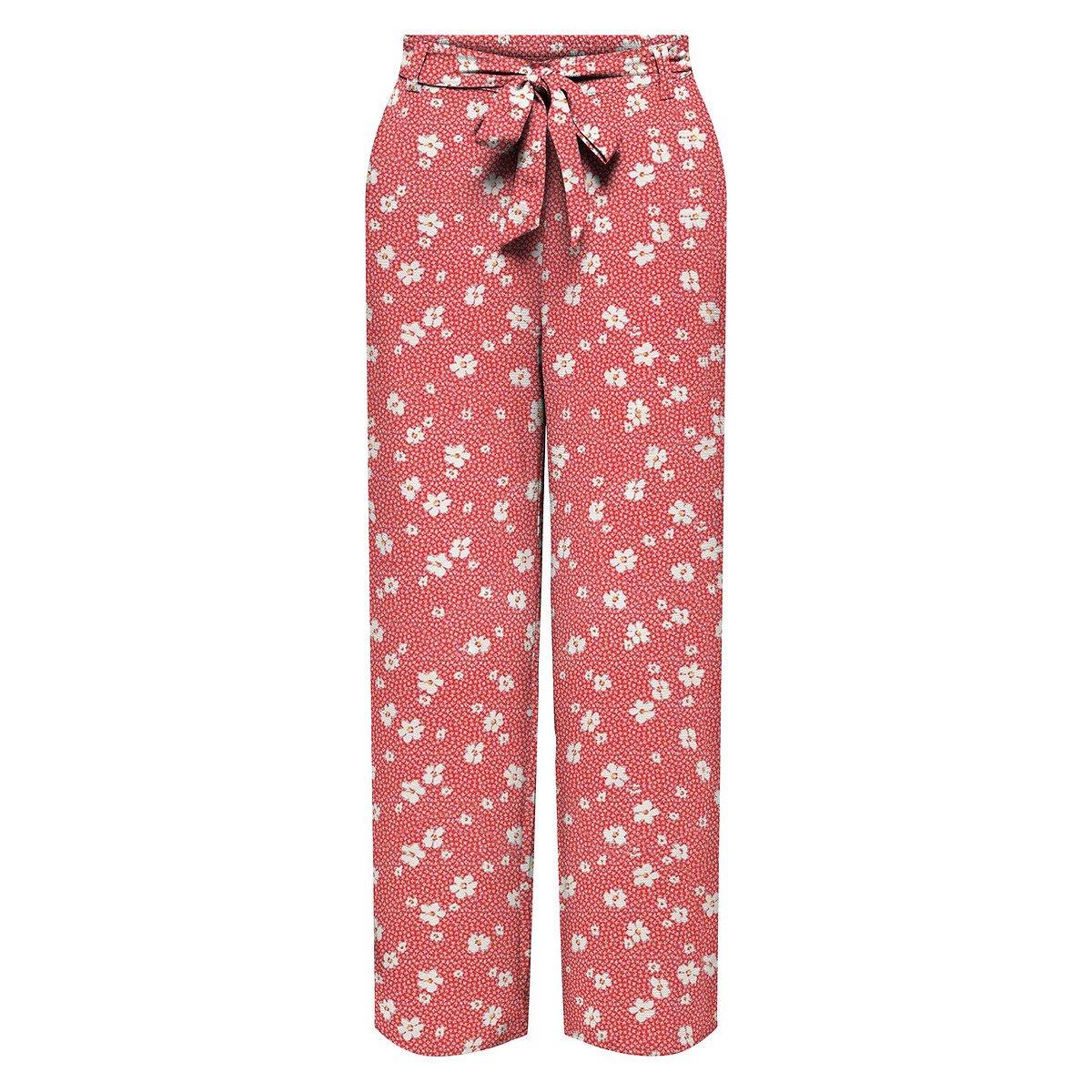 Image of Floral Loose Fit Trousers with Tie-Waist
